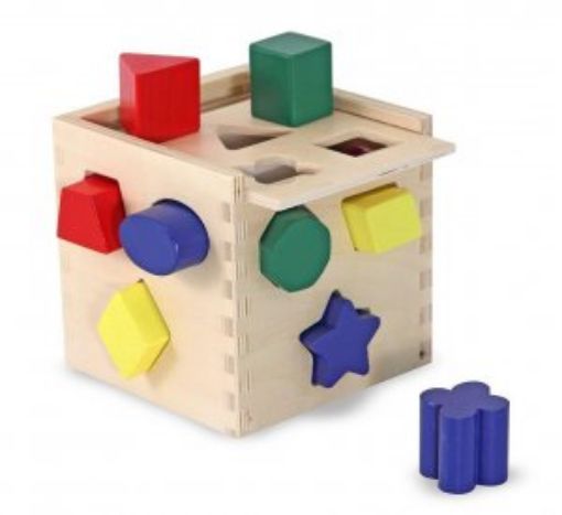 Picture of Melissa And Doug Wooden Shape Sorting Cube Solid Wood 12 Shapes