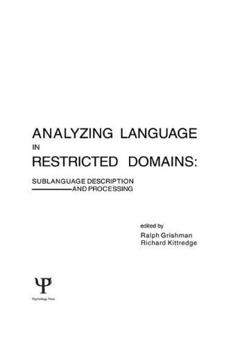 Picture of Analyzing Language in Restricted Domains: Sublanguage Description and Processing