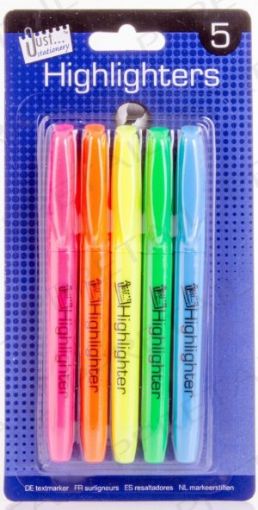 Picture of 5 CHISEL TIP HIGHLIGHTERS