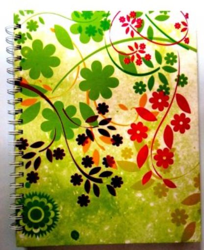 Picture of Journal-Green Flowers-Large