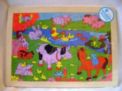 Picture of Wooden Farm Animals 24 Piece Jigsaw Puzzle