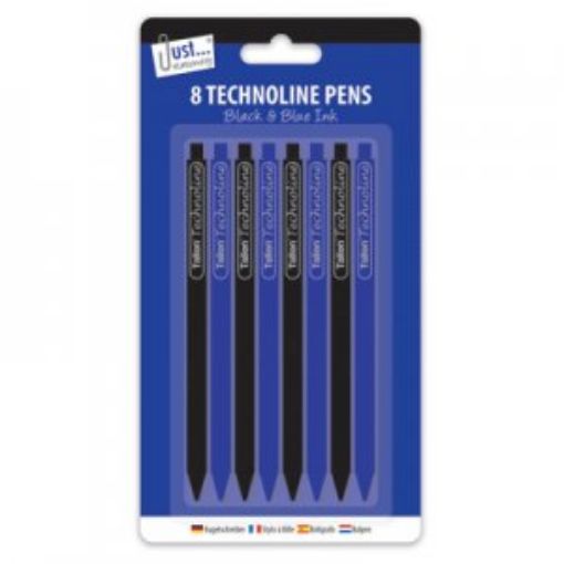 Picture of 8 Technoline Pens - Black & Blue Ink