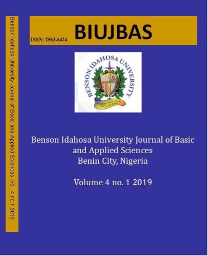 Picture of Benson Idahosa University Journal of Basic and Applied Sciences. Vol Four(4) No 1