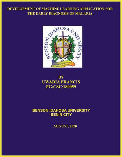 Picture of DEVELOPMENT OF MACHINE LEARNING APPLICATION FOR THE EARLY DIAGNOSIS OF MALARIA