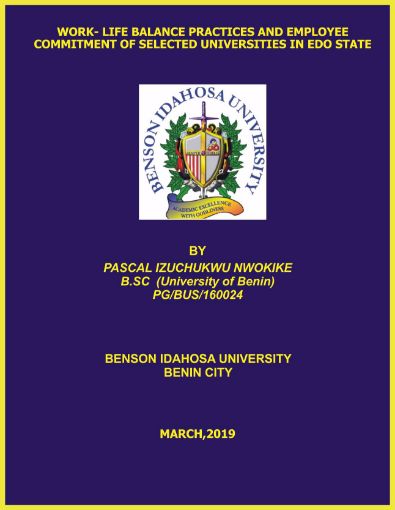 Picture of WORK- LIFE BALANCE PRACTICES AND EMPLOYEE COMMITMENT OF SELECTED UNIVERSITIES IN EDO STATE