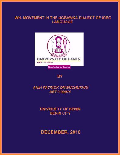 Picture of WH- MOVEMENT IN THE UGBAWKA DIALECT OF IGBO LANGUAGE