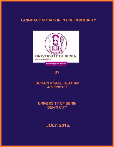 Picture of LANGUAGE SITUATION IN ORE COMMUNITY