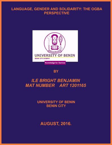 Picture of LANGUAGE, GENDER AND SOLIDARITY: THE OGBA PERSPECTIVE