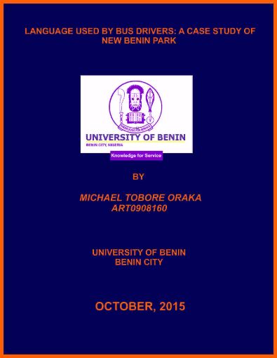 Picture of LANGUAGE USED BY BUS DRIVERS: A CASE STUDY OF NEW BENIN PARK