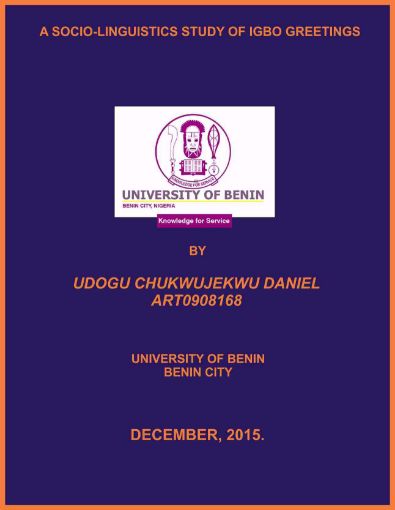 Picture of A SOCIO-LINGUISTICS STUDY OF IGBO GREETINGS