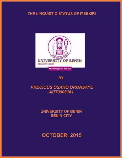 Picture of THE LINGUISTIC STATUS OF ITSEKIRI