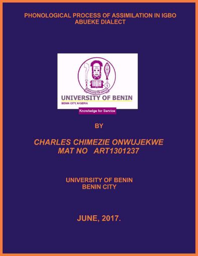 Picture of PHONOLOGICAL PROCESS OF ASSIMILATION IN IGBO ABUEKE DIALECT