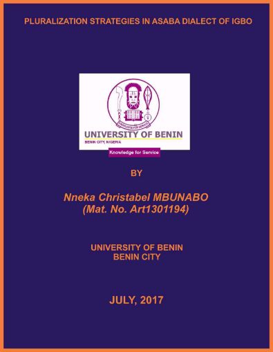 Picture of PLURALIZATION STRATEGIES IN ASABA DIALECT OF IGBO