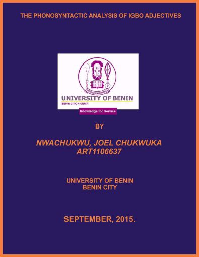 Picture of THE PHONOSYNTACTIC ANALYSIS OF IGBO ADJECTIVES