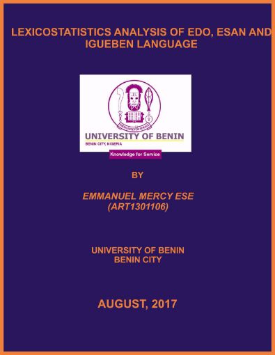 Picture of LEXICOSTATISTICS ANALYSIS OF EDO, ESAN AND IGUEBEN LANGUAGE