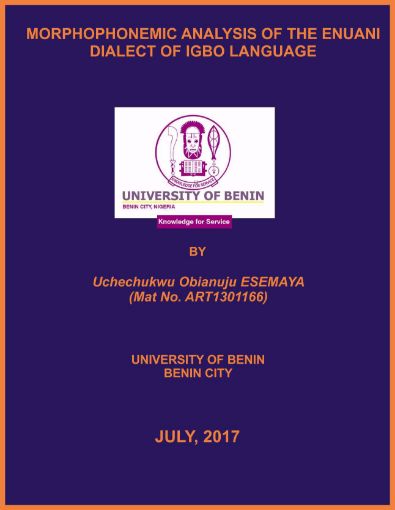 Picture of MORPHOPHONEMIC ANALYSIS OF THE ENUANI DIALECT OF IGBO LANGUAGE