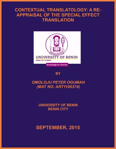 Picture of CONTEXTUAL TRANSLATOLOGY: A RE-APPRAISAL OF THE SPECIAL EFFECT TRANSLATION