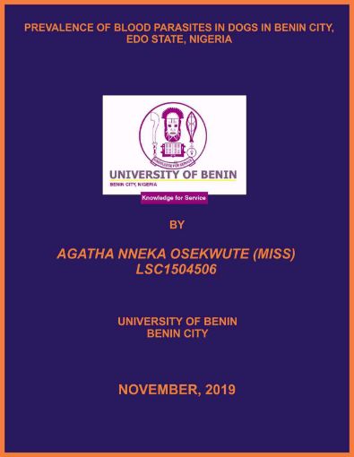Picture of PREVALENCE OF BLOOD PARASITES IN DOGS IN BENIN CITY, EDO STATE, NIGERIA