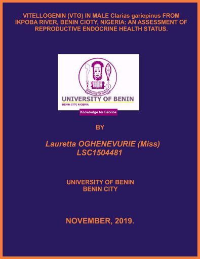 Picture of VITELLOGENIN (VTG) IN MALE Clarias gariepinus FROM IKPOBA RIVER, BENIN CIOTY, NIGERIA: AN ASSESSMENT OF REPRODUCTIVE ENDOCRINE HEALTH STATUS