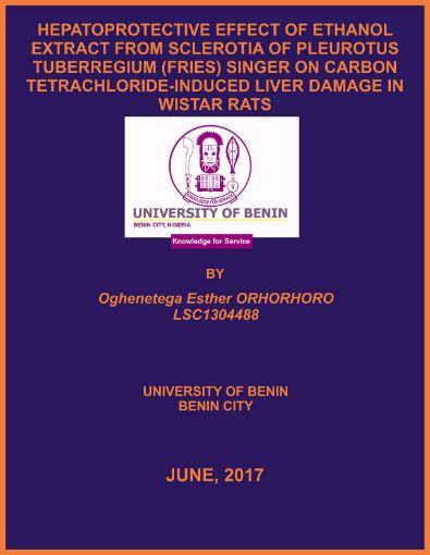 Picture of HEPATOPROTECTIVE EFFECT OF ETHANOL EXTRACT FROM SCLEROTIA OF PLEUROTUS TUBERREGIUM (FRIES) SINGER ON CARBON TETRACHLORIDE-INDUCED LIVER DAMAGE IN WISTAR RATS