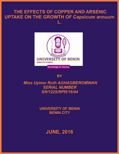 Picture of THE EFFECTS OF COPPER AND ARSENIC UPTAKE ON THE GROWTH OF Capsicum annuum L.