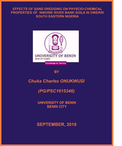 Picture of EFFECTS OF SAND DREDGING ON PHYSCIO-CHEMICAL PROPERTIES OF  NWORIE RIVER BANK SOILS IN OWERRI   SOUTH EASTERN NIGERIA