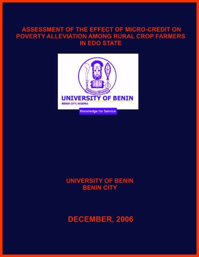 Picture of ASSESSMENT OF THE EFFECT OF MICRO-CREDIT ON POVERTY ALLEVIATION AMONG RURAL CROP FARMERS IN EDO STATE
