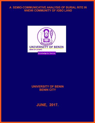 Picture of A  SEMIO-COMMUNICATIVE ANALYSIS OF BURIAL RITE IN NNEWI COMMUNITY OF IGBO LAND