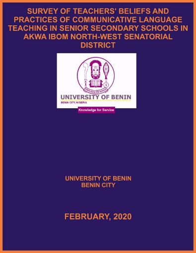 Picture of SURVEY OF TEACHERS’ BELIEFS AND PRACTICES OF COMMUNICATIVE LANGUAGE TEACHING IN SENIOR SECONDARY SCHOOLS IN AKWA IBOM NORTH-WEST SENATORIAL DISTRICT