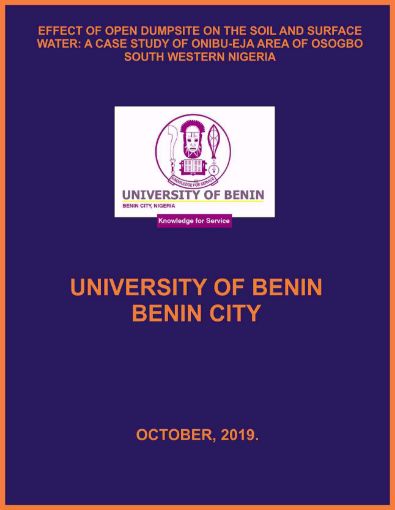 Picture of EFFECT OF OPEN DUMPSITE ON THE SOIL AND SURFACE WATER: A CASE STUDY OF ONIBU-EJA AREA OF OSOGBO SOUTH WESTERN NIGERIA