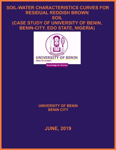 Picture of SOIL-WATER CHARACTERISTICS CURVES FOR RESIDUAL REDDISH BROWN  SOIL (CASE STUDY OF UNIVERSITY OF BENIN, BENIN-CITY, EDO STATE, NIGERIA)