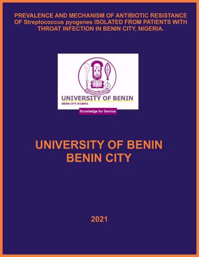 Picture of PREVALENCE AND MECHANISM OF ANTIBIOTIC RESISTANCE OF Streptococcus pyogenes ISOLATED FROM PATIENTS WITH THROAT INFECTION IN BENIN CITY, NIGERIA.