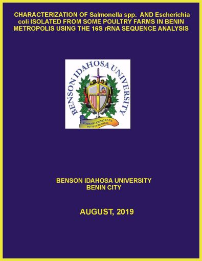 Picture of CHARACTERIZATION OF Salmonella spp.  AND Escherichia coli ISOLATED FROM SOME POULTRY FARMS IN BENIN METROPOLIS USING THE 16S rRNA SEQUENCE ANALYSIS