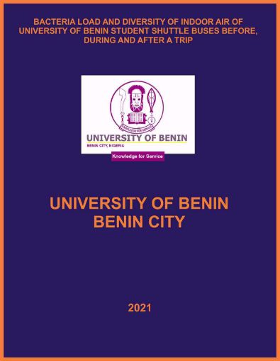Picture of BACTERIA LOAD AND DIVERSITY OF INDOOR AIR OF UNIVERSITY OF BENIN STUDENT SHUTTLE BUSES BEFORE, DURING AND AFTER A TRIP
