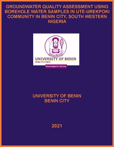 Picture of GROUNDWATER QUALITY ASSESSMENT USING BOREHOLE WATER SAMPLES IN UTE-UREKPOKI COMMUNITY IN BENIN CITY, SOUTH WESTERN NIGERIA