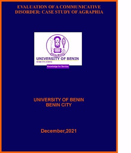Picture of EVALUATION OF A COMMUNICATIVE DISORDER: CASE  STUDY OF AGRAPHIA