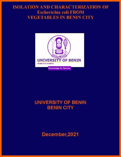 Picture of ISOLATION AND CHARACTERIZATION OF Escherichia coli FROM  VEGETABLES IN BENIN CITY