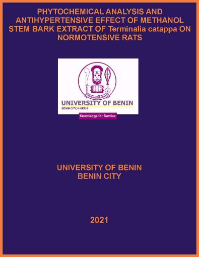 Picture of PHYTOCHEMICAL ANALYSIS AND ANTIHYPERTENSIVE EFFECT OF METHANOL STEM BARK EXTRACT OF Terminalia catappa ON NORMOTENSIVE RATS