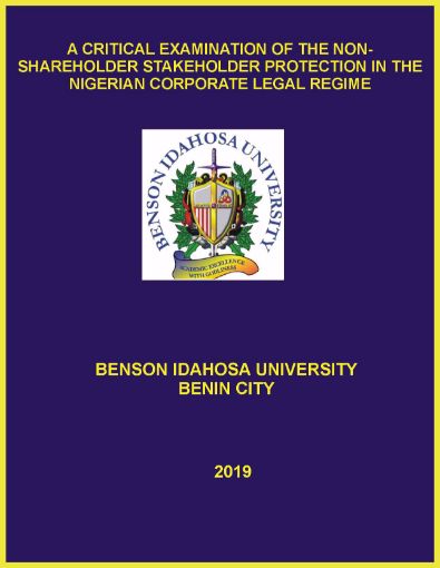 Picture of A CRITICAL EXAMINATION OF THE NON-SHAREHOLDER STAKEHOLDER PROTECTION IN THE NIGERIAN CORPORATE LEGAL REGIME