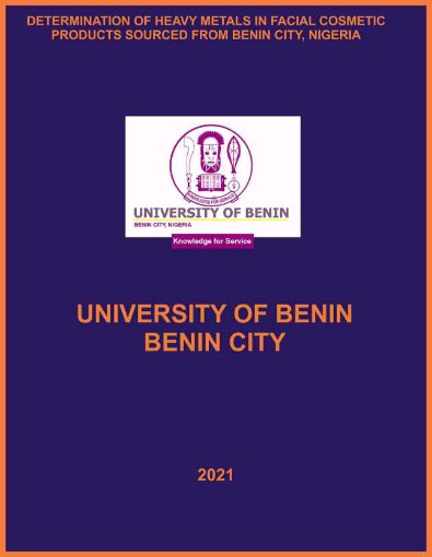 Picture of DETERMINATION OF HEAVY METALS IN FACIAL COSMETIC PRODUCTS SOURCED FROM BENIN CITY, NIGERIA