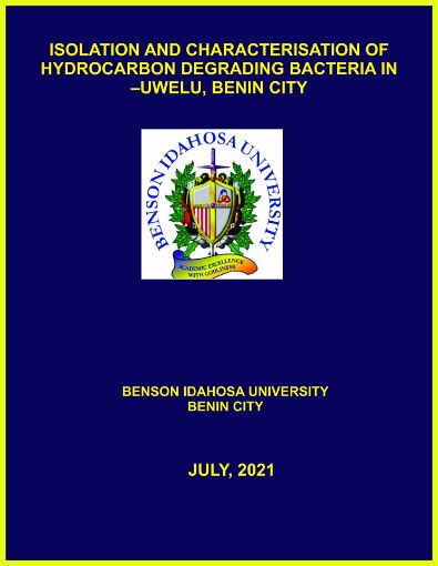 Picture of ISOLATION AND CHARACTERISATION OF HYDROCARBON DEGRADING BACTERIA IN –UWELU, BENIN CITY