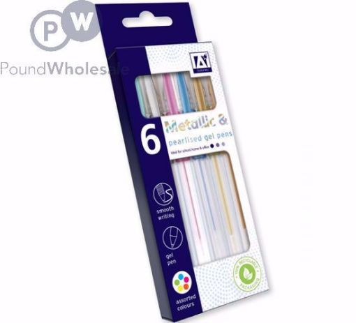 Picture of 6 Metalic pearlised gel pen