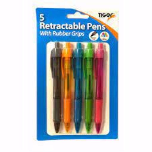Picture of 5 Retractable pens with rubber grips