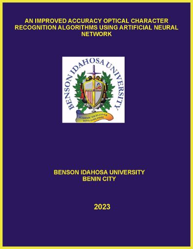 Picture of AN IMPROVED ACCURACY OPTICAL CHARACTER RECOGNITION ALGORITHMS USING ARTIFICIAL NEURAL NETWORK