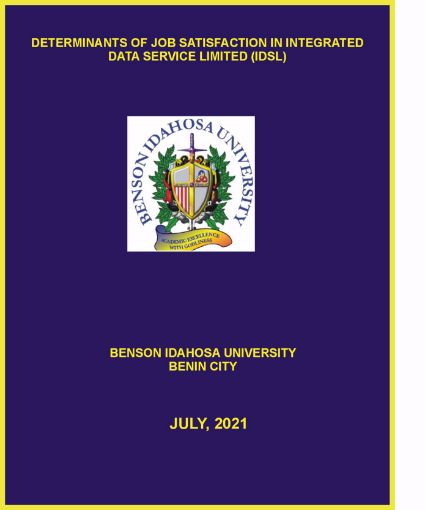 Picture of DETERMINANTS OF JOB SATISFACTION IN INTEGRATED  DATA SERVICE LIMITED (IDSL)