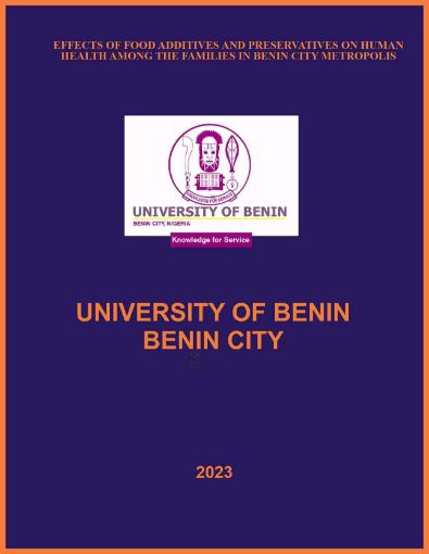 Picture of EFFECTS OF FOOD ADDITIVES AND PRESERVATIVES ON HUMAN HEALTH AMONG THE FAMILIES IN BENIN CITY METROPOLIS.