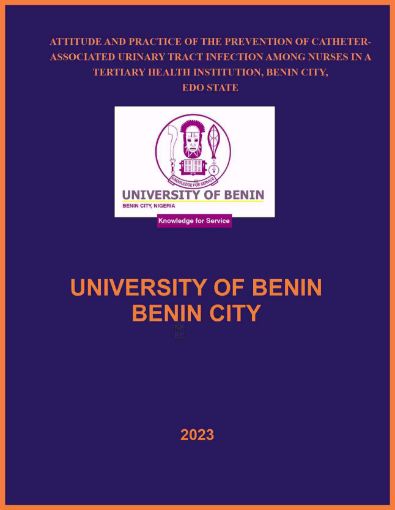 Picture of ATTITUDE AND PRACTICE OF THE PREVENTION OF CATHETER-ASSOCIATED URINARY TRACT INFECTION AMONG NURSES IN A TERTIARY HEALTH INSTITUTION, BENIN CITY, EDO STATE.